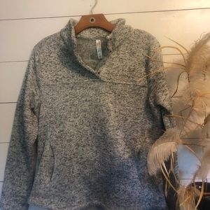 Gray pull over with button up by neck L